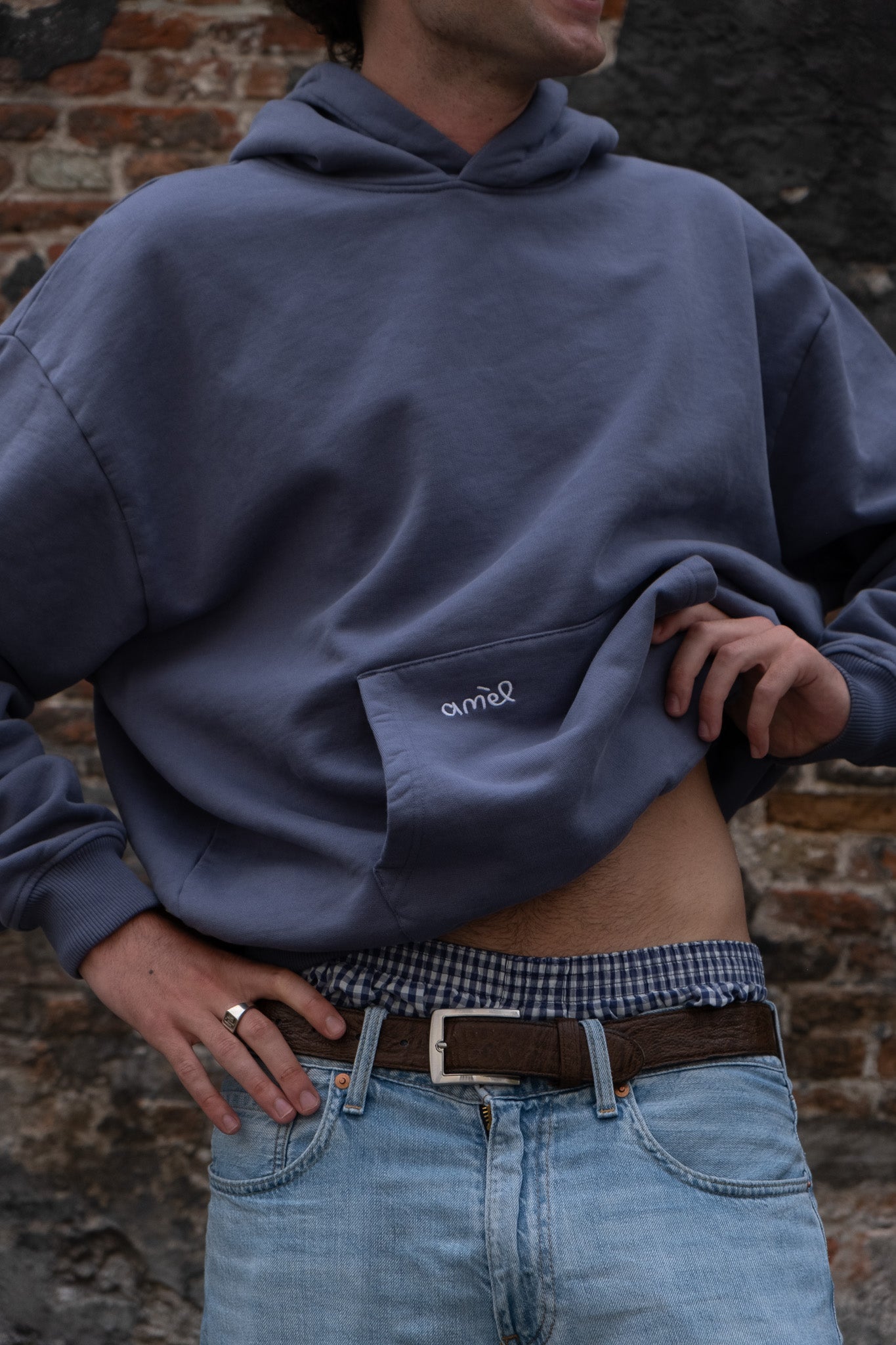 amèl oversized hoodie in washed blue